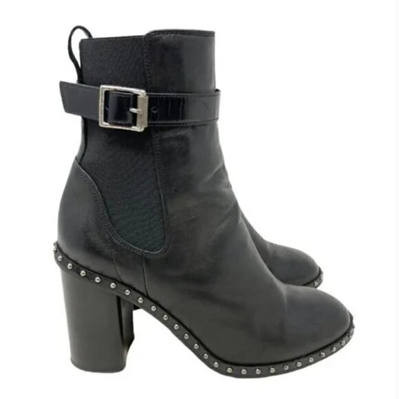 Rag & Bone Romi Black Lamb Leather Studded Ankle Strap Boots - Size 6.5 - Picture 5 of 11